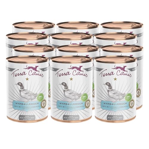 Terra Canis Ente mit Petersilienwurzel - Hypoallergen Nassfutter, 12x400g I Premium Hundefutter in 100% Lebensmittelqualität Aller Rohstoffe I Allergenarm, Getreide & glutenfrei von Terra Canis