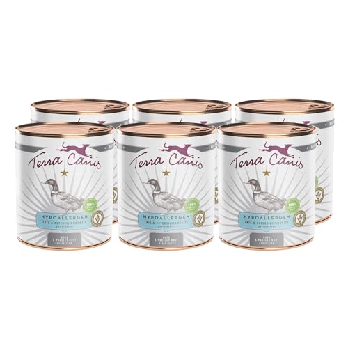 Terra Canis Ente mit Petersilienwurzel - Hypoallergen Nassfutter, 6x800g I Premium Hundefutter in 100% Lebensmittelqualität Aller Rohstoffe I Allergenarm, Getreide & glutenfrei von Terra Canis