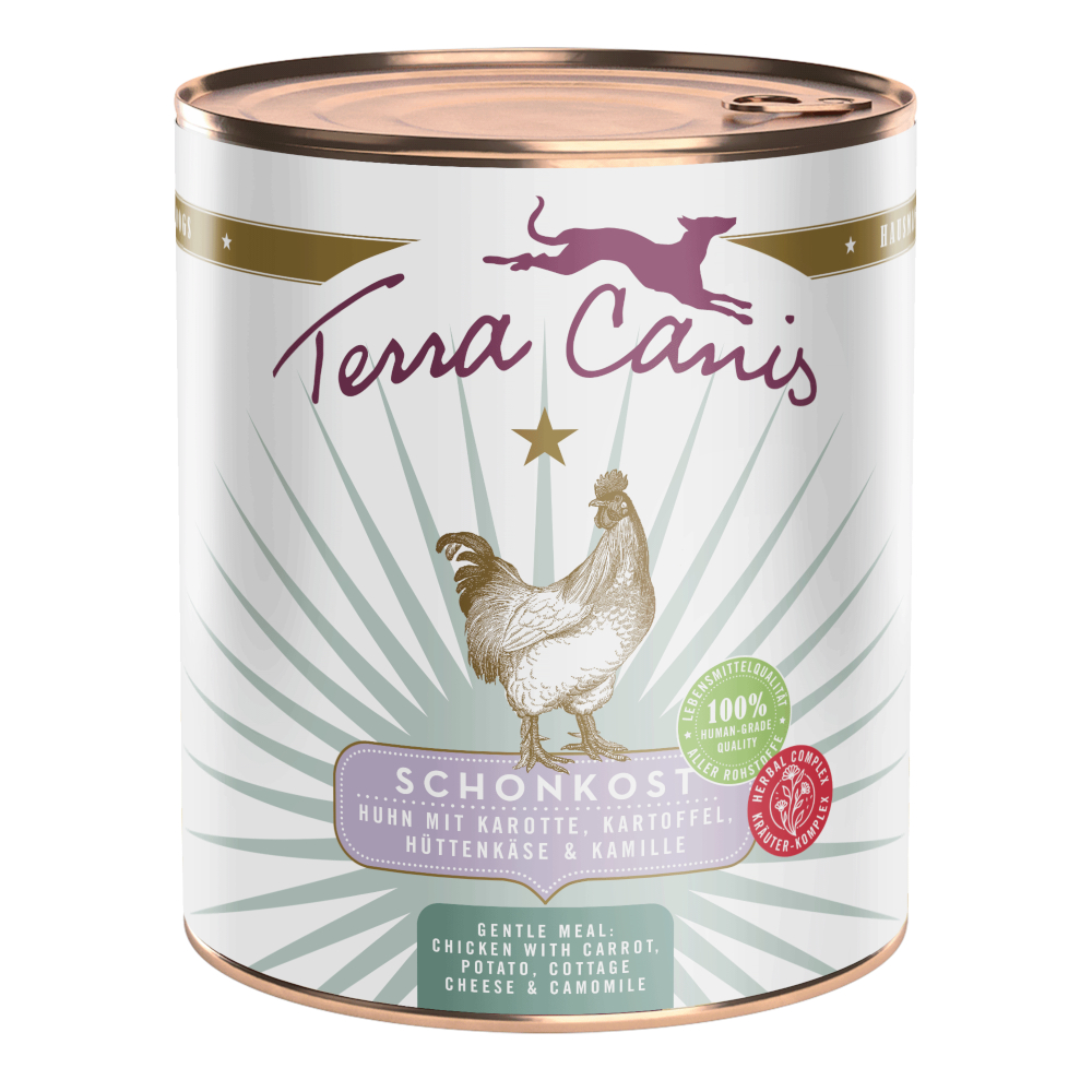 Terra Canis First Aid Schonkost 6 x 800 g - Huhn mit Karotte, Kartoffel, Hüttenkäse & Kamille von Terra Canis