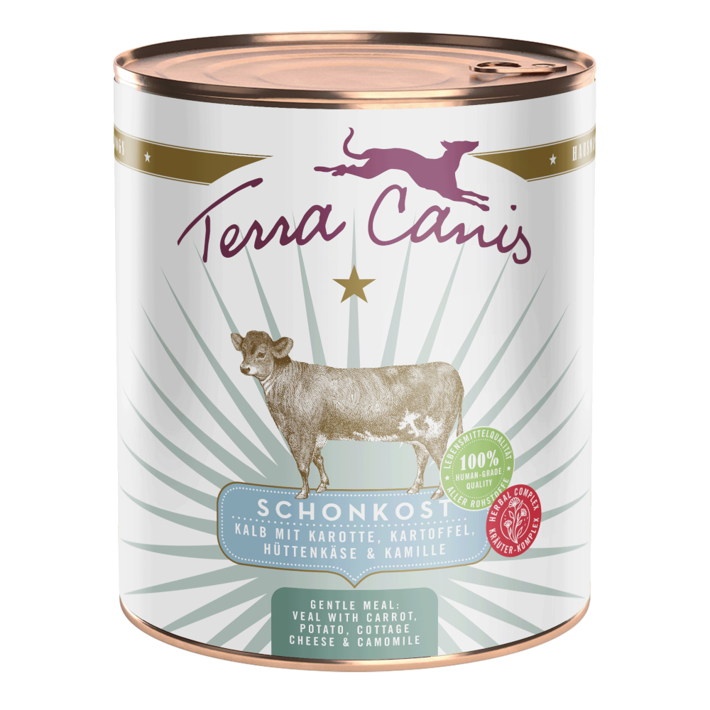 Terra Canis First Aid Schonkost 6 x 800 g - Kalb mit Karotte, Kartoffel, Hüttenkäse & Kamille von Terra Canis