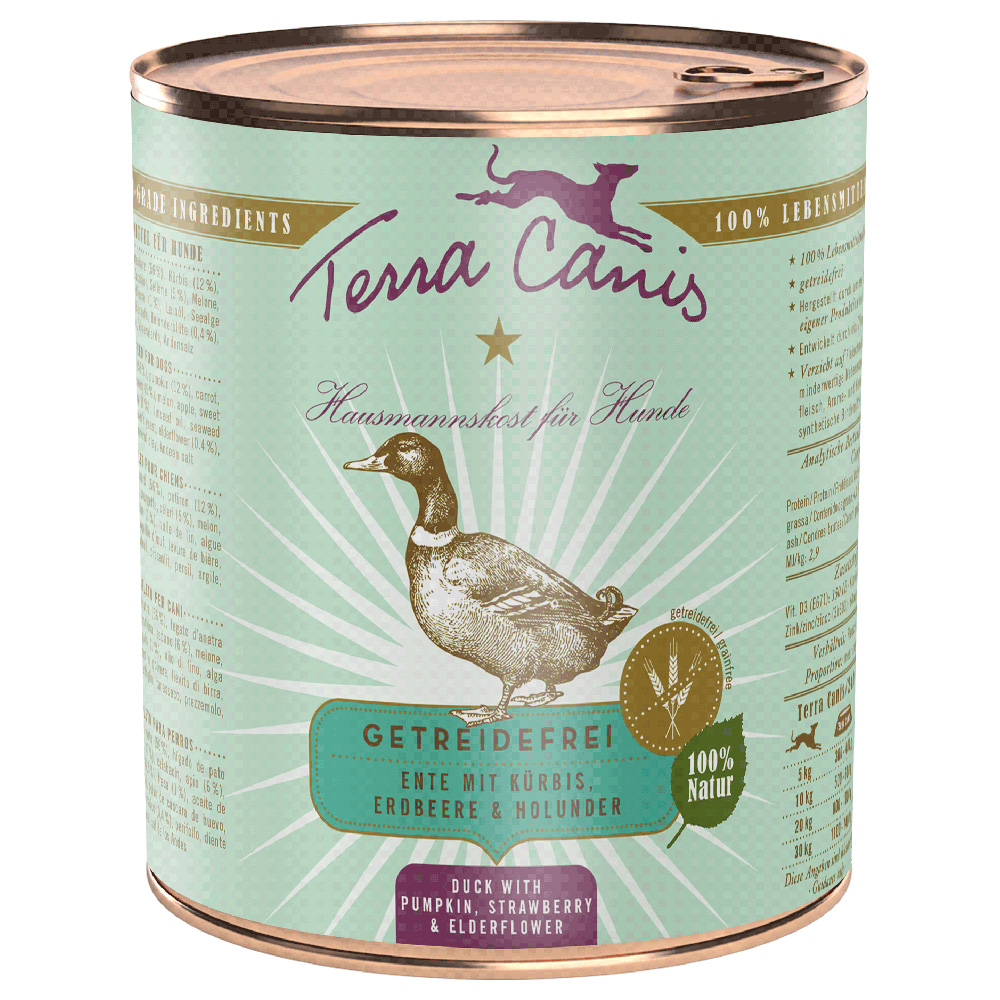 Terra Canis Getreidefrei 6 x 800 g - Ente mit Kürbis, Erdbeeren & Holunder von Terra Canis