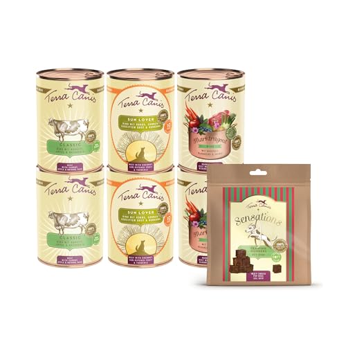 Terra Canis Gourmetpaket Rind: 2x400g Classic, 2x385g Marktragout, 2x400g Love-The-Planet & Hundesnack Training Wonders (90g) I Premium Hundefutter in 100% Lebensmittelqualität Aller Rohstoffe von Terra Canis