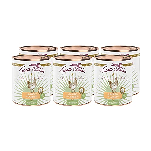 Terra Canis Huhn, Kartoffel & Himbeere - Sensitiv Nassfutter, 6x800g I Premium Hundefutter für verdauungssensible Hunde I Allergenfrei, getreidearm & leicht verdaulich von Terra Canis