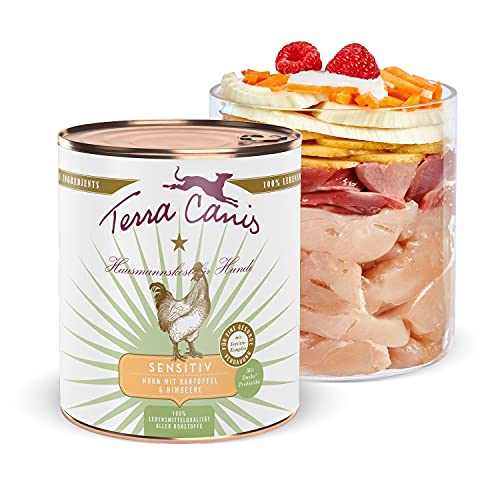 Terra Canis Huhn, Kartoffel & Himbeere - Sensitiv Nassfutter, 800g I Premium Hundefutter für verdauungssensible Hunde I Allergenfrei, getreidearm & leicht verdaulich von Terra Canis