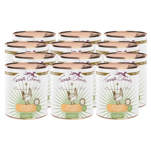 Terra Canis Huhn, Kartoffel & Himbeere - Sensitiv Nassfutter I Premium Hundefutter für verdauungssensible Hunde I Allergenfrei, getreidearm & leicht verdaulich (12x800g) von Terra Canis