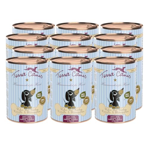 Terra Canis Huhn, Kürbis, Blütenpollen & Kamille - Welpen Nassfutter, 12x400g I Premium Hundefutter in 100% Lebensmittelqualität Aller Rohstoffe I Reichhaltig, gesund & glutenfrei von Terra Canis