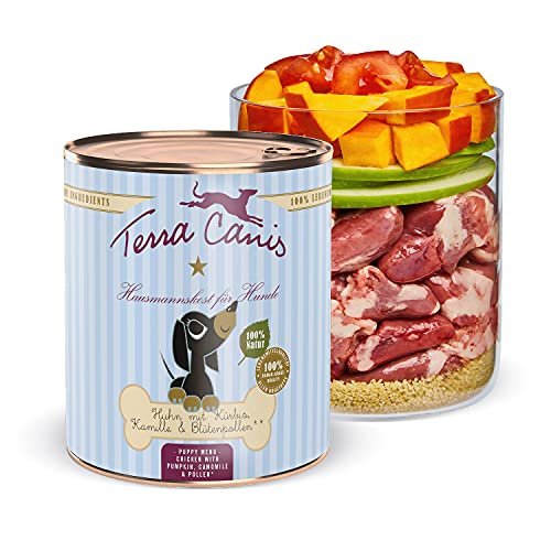 Terra Canis Huhn, Kürbis, Blütenpollen & Kamille - Welpen Nassfutter, 800g I Premium Hundefutter in 100% Lebensmittelqualität Aller Rohstoffe I Reichhaltig & gesund I Getreide - & glutenfrei von Terra Canis