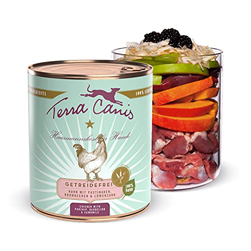 Terra Canis Huhn, Pastinake, Brombeere & Löwenzahn - Getreidefreies Nassfutter, 800g I Premium Hundefutter in 100% Lebensmittelqualität Aller Rohstoffe I Reichhaltig, gesund & glutenfrei von Terra Canis