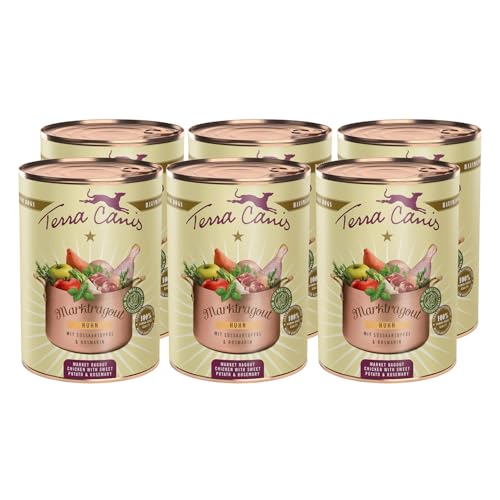 Terra Canis Huhn, Süßkartoffel & Rosmarin - Marktragout, 6x385g I Premium Hundefutter in 100% Lebensmittelqualität Aller Rohstoffe I Reichhaltig & gesund, allergenarm & glutenfrei von Terra Canis