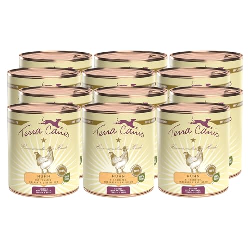 Terra Canis Huhn, Tomate, Amaranth & Basilikum - Classic Nassfutter, 12x800g I Premium Hundefutter in 100% Lebensmittelqualität Aller Rohstoffe I Reichhaltig & gesund, allergen- & getreidearm von Terra Canis