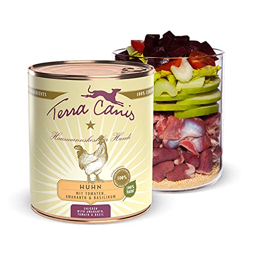 Terra Canis Huhn, Tomate, Amaranth & Basilikum - Classic Nassfutter, 800g I Premium Hundefutter in 100% Lebensmittelqualität Aller Rohstoffe I Reichhaltig & gesund, allergen- & getreidearm von Terra Canis