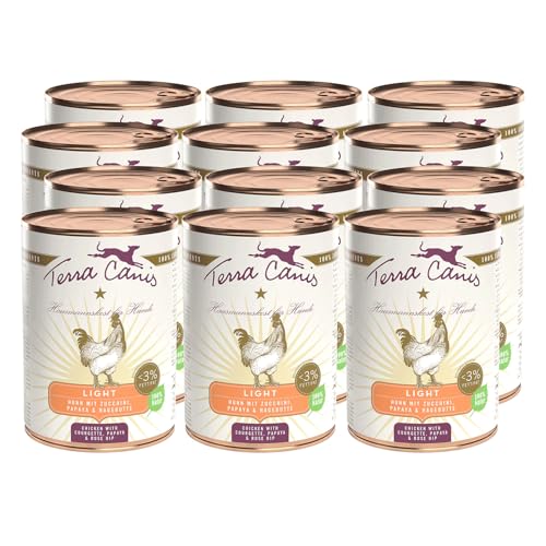 Terra Canis Huhn, Zucchini & Papaya - Light Nassfutter, 12x400g I Premium Hundefutter in 100% Lebensmittelqualität Aller Rohstoffe I Kalorien- & fettreduziert, Getreide- & glutenfrei von Terra Canis