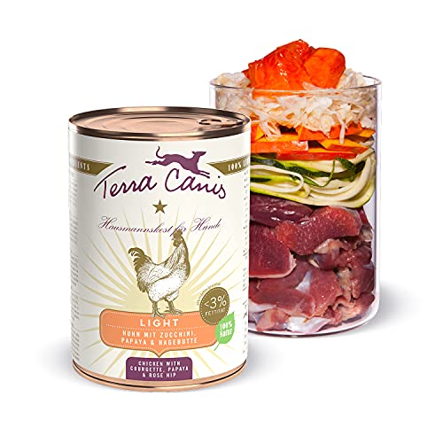 Terra Canis Huhn, Zucchini & Papaya - Light Nassfutter, 400g I Premium Hundefutter in 100% Lebensmittelqualität aller Rohstoffe I Kalorien- & fettreduziert, Getreide- & glutenfrei von Terra Canis