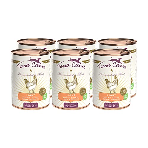 Terra Canis Huhn, Zucchini & Papaya - Nassfutter Light, 6x400g I Premium Hundefutter mit Inhaltsstoffen von authentischer human-grade Qualität 100% I kalorienarm & glutenfrei von Terra Canis