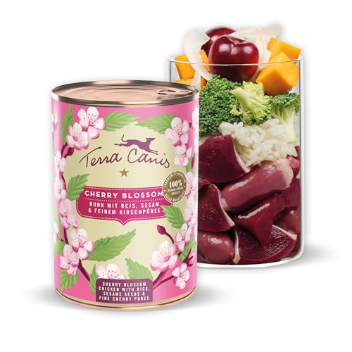 Terra Canis Huhn mit Reis, Sesam und feinem Kirschpüree - Flower Menü Cherry Blossom Nassfutter 400g | Premium Hundefutter in 100% Lebensmittelqualität Aller Rohstoffe | Reichhaltig & gesund von Terra Canis