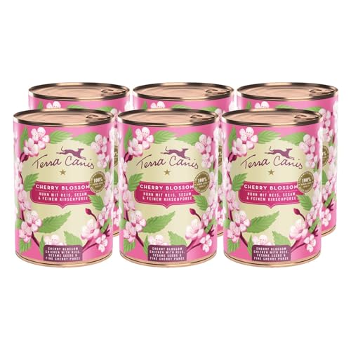 Terra Canis Huhn mit Reis, Sesam und feinem Kirschpüree - Flower Menü Cherry Blossom Nassfutter 6x400g | Premium Hundefutter in 100% Lebensmittelqualität Aller Rohstoffe | Reichhaltig & gesund von Terra Canis