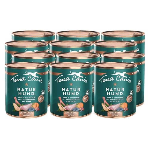 Terra Canis Huhn & Kaninchen mit Süßkartoffel und Birne - Naturhund, 12x800g | Premium Hundefutter in 100% Lebensmittelqualität Aller Rohstoffe | Getreide- & glutenfrei von Terra Canis