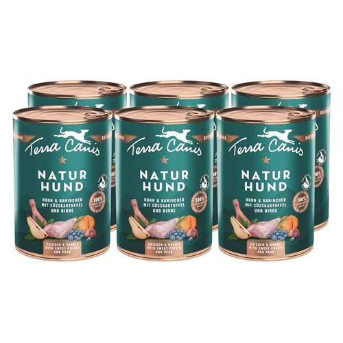 Terra Canis Huhn & Kaninchen mit Süßkartoffel und Birne - Naturhund, 6x400g | Premium Hundefutter in 100% Lebensmittelqualität Aller Rohstoffe | Getreide- & glutenfrei von Terra Canis