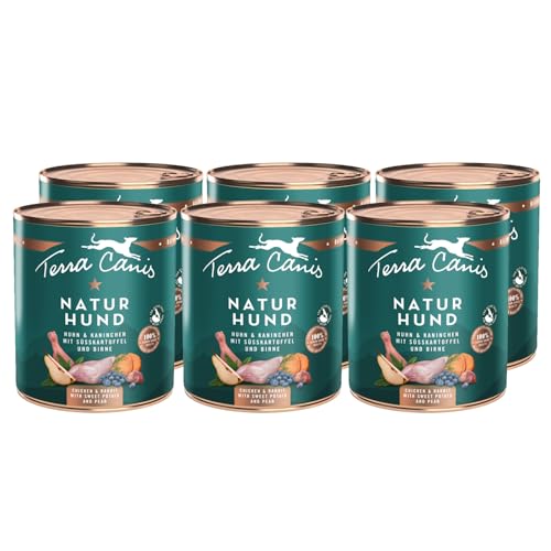 Terra Canis Huhn & Kaninchen mit Süßkartoffel und Birne - Naturhund, 6x800g | Premium Hundefutter in 100% Lebensmittelqualität Aller Rohstoffe | Getreide- & glutenfrei von Terra Canis