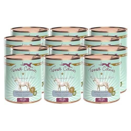 Terra Canis-Hundefutter nass getreidefrei 12x800 g, mit Pferd, Steckrübe, Fenchel & Salbei - Premium-Nassfutter für ausgewachsene Hunde mit Rohstoffen in 100% Lebensmittelqualität von Terra Canis