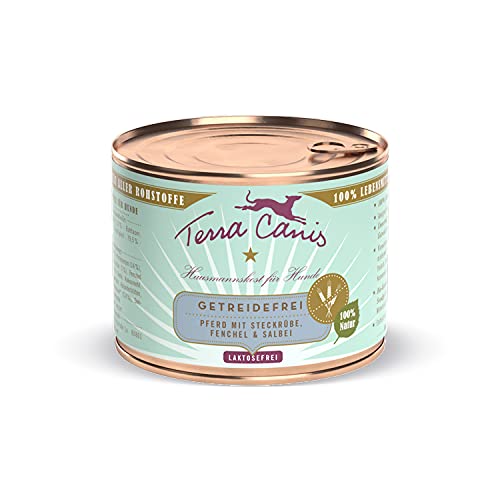 Terra Canis-Hundefutter nass getreidefrei 200 g, mit Pferd, Steckrübe, Fenchel & Salbei - Premium-Nassfutter für ausgewachsene Hunde mit Rohstoffen in 100% Lebensmittelqualität von Terra Canis