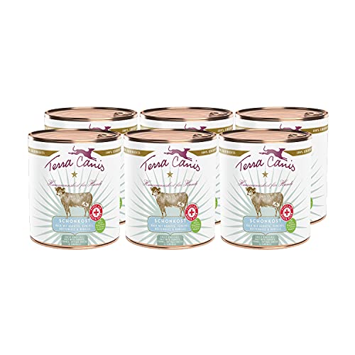 Terra Canis Kalb, Karotte & Fenchel - First Aid Magen-Darm-Schonkost, 6x800g I Premium Nahrungsergänzung in 100% Lebensmittelqualität Aller Rohstoffe I Allergenarm, Getreide - & glutenfrei von Terra Canis