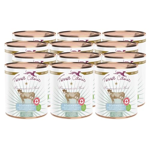 Terra Canis Kalb, Karotte & Fenchel - Magen-Darm-Schonkost, 12x800g I Premium Nahrungsergänzung in 100% Lebensmittelqualität Aller Rohstoffe I Allergenarm, Getreide - & glutenfrei von Terra Canis