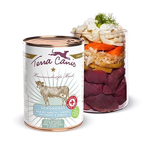 Terra Canis Kalb, Karotte & Fenchel - Magen-Darm-Schonkost, 400g I Premium Nahrungsergänzung in 100% Lebensmittelqualität Aller Rohstoffe I Allergenarm, Getreide - & glutenfrei von Terra Canis