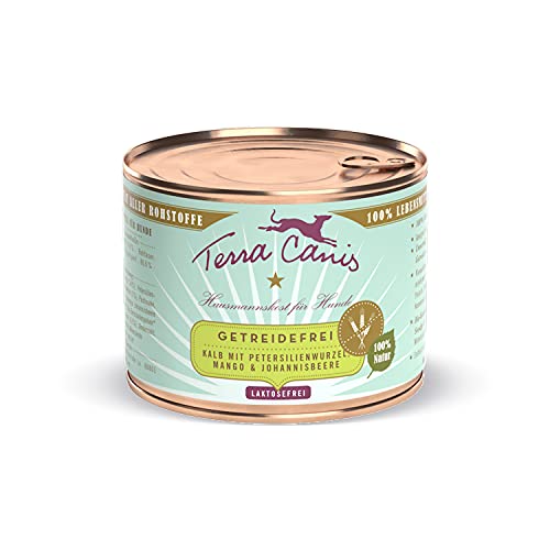 Terra Canis Kalb, Petersilienwurzel, Mango & Johannisbeere - Getreidefreies Nassfutter, 200g I Premium Hundefutter in 100% Lebensmittelqualität Aller Rohstoffe I Reichhaltig, gesund & glutenfrei von Terra Canis