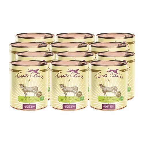 Terra Canis Kalb mit Hirse, Gurke, gelber Melone und Basilikum - Classic Nassfutter I Premium Hundefutter in 100% Lebensmittelqualität Aller Rohstoffe I Reichhaltig & gesund, glutenfrei (12x800g) von Terra Canis