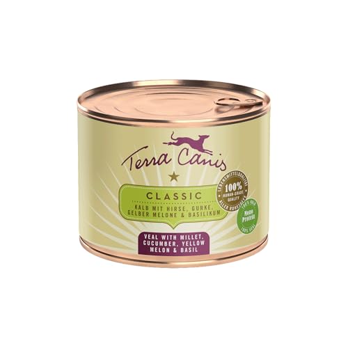 Terra Canis Kalb mit Hirse, Gurke, gelber Melone und Basilikum - Classic Nassfutter I Premium Hundefutter in 100% Lebensmittelqualität Aller Rohstoffe I Reichhaltig & gesund, glutenfrei (200g) von Terra Canis