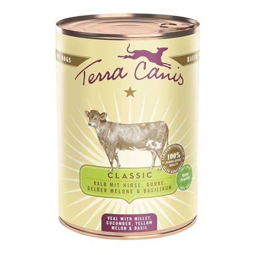 Terra Canis Kalb mit Hirse, Gurke, gelber Melone und Basilikum - Classic Nassfutter I Premium Hundefutter in 100% Lebensmittelqualität Aller Rohstoffe I Reichhaltig & gesund, glutenfrei (400g) von Terra Canis