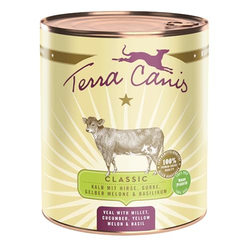 Terra Canis Kalb mit Hirse, Gurke, gelber Melone und Basilikum - Classic Nassfutter I Premium Hundefutter in 100% Lebensmittelqualität Aller Rohstoffe I Reichhaltig & gesund, glutenfrei (800g) von Terra Canis