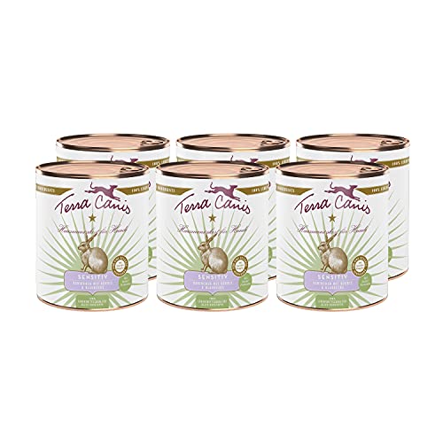 Terra Canis Kaninchen, Kürbis & Blaubeere - Sensitiv Nassfutter, 6x800g I Premium Hundefutter für verdauungssensible Hunde I Allergenfrei, getreidearm & leicht verdaulich von Terra Canis