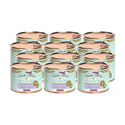 Terra Canis Kaninchen, Zucchini, Aprikose & Borretsch - Getreidefreies Nassfutter, 12x200g I Premium Hundefutter in 100% Lebensmittelqualität Aller Rohstoffe I Reichhaltig, gesund & allergenarm von Terra Canis