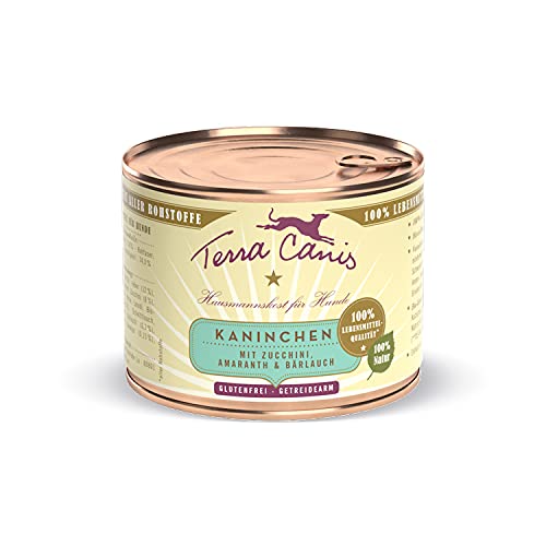 Terra Canis Kaninchen, Zucchini & Amaranth - Classic Nassfutter, 200g I Premium Hundefutter in 100% Lebensmittelqualität Aller Rohstoffe I Reichhaltig & gesund, allergen- & getreidearm, glutenfrei von Terra Canis