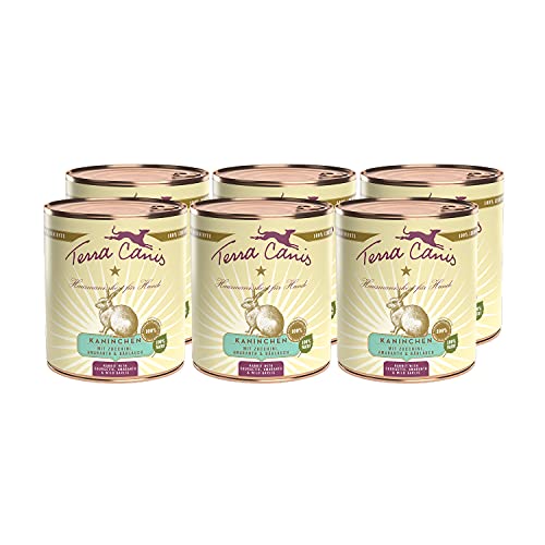 Terra Canis Kaninchen, Zucchini & Amaranth - Classic Nassfutter, 6x800g I Premium Hundefutter in 100% Lebensmittelqualität Aller Rohstoffe I Reichhaltig & gesund, allergen- & getreidearm, glutenfrei von Terra Canis