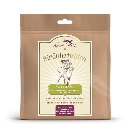 Terra Canis Kräuterhelden Casanova 60g – Kräuter und Bachblüten für Hunde, zur sexuellen Ausgeglichenheit bei Rüden, Natur pur, mit Rohstoffen 100% Lebensmittelqualität von Terra Canis