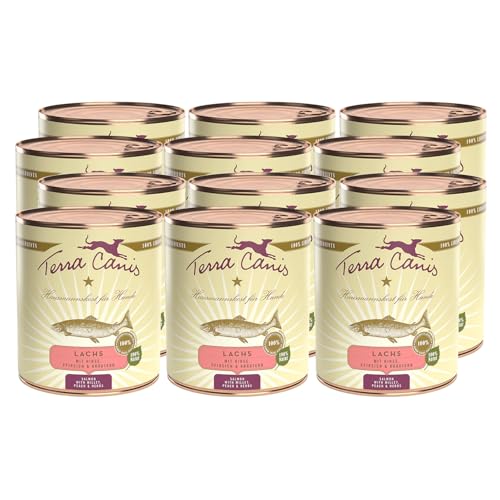 Terra Canis Lachs, Hirse, Pfirsich & Kräuter - Classic Nassfutter, 12x800g I Premium Hundefutter in 100% Lebensmittelqualität Aller Rohstoffe I allergen- & getreidearm, glutenfrei von Terra Canis