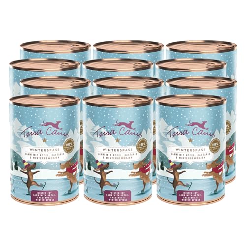 Terra Canis Lamm, Apfel, Kastanie & Wintergewürze - Classic Nassfutter Winterspaß, 12x400g I Premium Hundefutter in 100% Lebensmittelqualität Aller Rohstoffe I Reichhaltig & gesund von Terra Canis