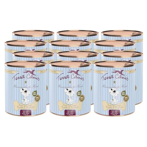 Terra Canis Rind mit Apfel, Karotte und Hagebutte - Welpen Nassfutter, 12x800g I Premium Hundefutter in 100% Lebensmittelqualität Aller Rohstoffe I Reichhaltig & gesund I Getreide - & glutenfrei von Terra Canis