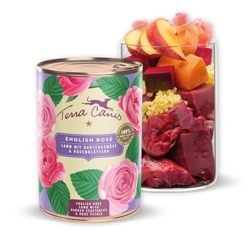 Terra Canis Lamm mit Gartengemüse und Rosenblättern - Flower Menü Englische Rose Nassfutter 400g | Premium Hundefutter in 100% Lebensmittelqualität Aller Rohstoffe | Reichhaltig & gesund von Terra Canis