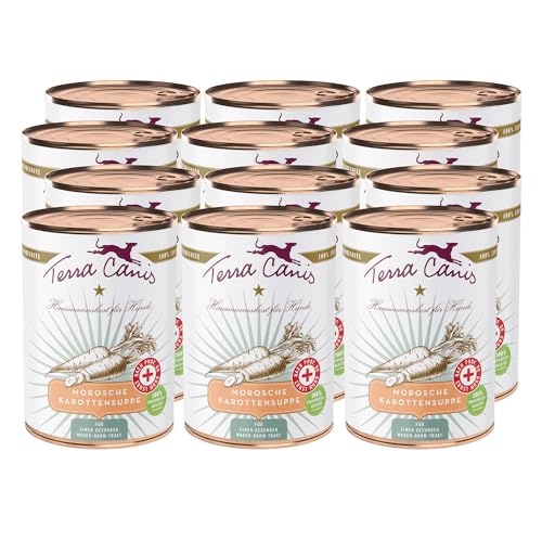 Terra Canis Morosche Karottensuppe Hund-Schonkost 12x400 g – ideal bei Magen-Darm-Beschwerden und Verdauungsstörungen, für eine gesunde Darmflora, mit Rohstoffen in 100% Lebensmittelqualität von Terra Canis