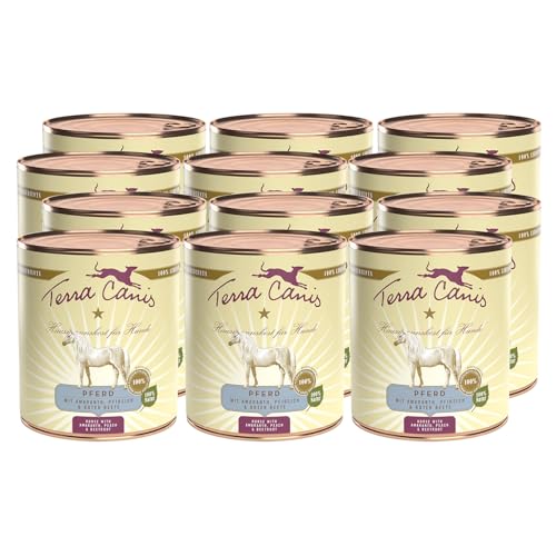 Terra Canis Pferd, Amaranth & Pfirsich - Classic Nassfutter, 12x800g I Premium Hundefutter in 100% Lebensmittelqualität Aller Rohstoffe I Reichhaltig & gesund, allergen- & getreidearm, glutenfrei von Terra Canis