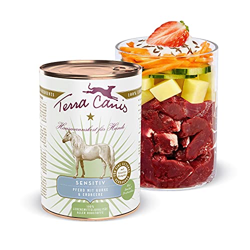 Terra Canis Pferd, Gurke & Erdbeere - Sensitiv Nassfutter, 400g I Premium Hundefutter für verdauungssensible Hunde I Allergenfrei, getreidearm & leicht verdaulich von Terra Canis