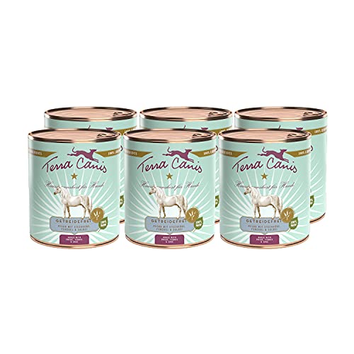 Terra Canis-Hundefutter nass getreidefrei 6x800 g, mit Pferd, Steckrübe, Fenchel & Salbei - Premium-Nassfutter für ausgewachsene Hunde mit Rohstoffen in 100% Lebensmittelqualität von Terra Canis