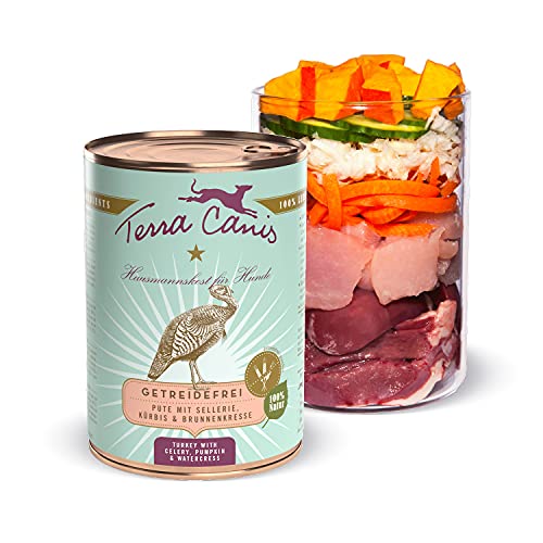 Terra Canis Pute, Sellerie, Kürbis & Brunnkresse - Getreidefreies Nassfutter, 400g I Premium Hundefutter in 100% Lebensmittelqualität Aller Rohstoffe I Reichhaltig, gesund & glutenfrei von Terra Canis