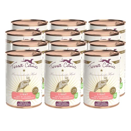 Terra Canis Pute, Sellerie & Ananas - Light Nassfutter, 12x400g I Premium Hundefutter in 100% Lebensmittelqualität Aller Rohstoffe I Kalorien- & fettreduziert, Getreide- & glutenfrei von Terra Canis