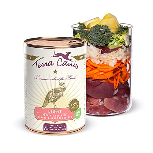 Terra Canis Pute, Sellerie & Ananas - Light Nassfutter, 400g I Premium Hundefutter in 100% Lebensmittelqualität aller Rohstoffe I Kalorien- & fettreduziert, Getreide- & glutenfrei von Terra Canis