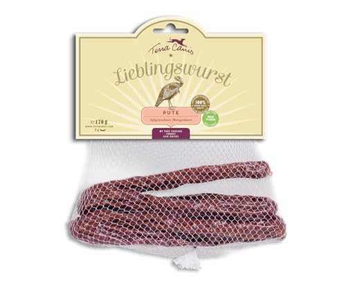 Terra Canis Pute - Lieblingswurst, 170g I Luftgetrocknete Wurst vom Metzger I Premium Snack für Hunde in 100% Lebensmittelqualität Aller Rohstoffe I Getreidefrei & glutenfrei von Terra Canis